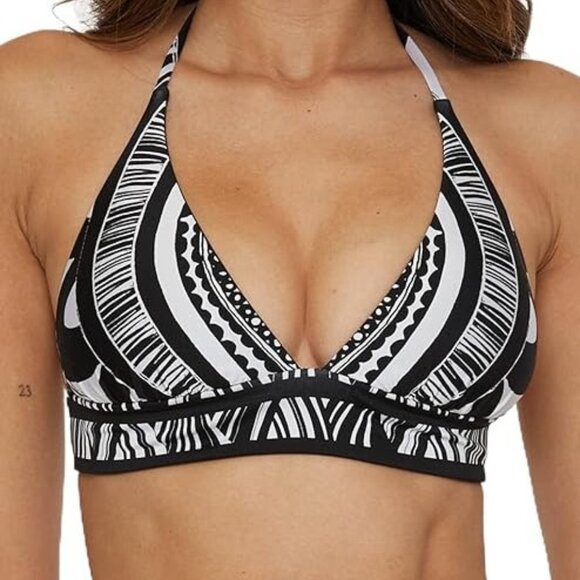 Trina Turk Hula Reversible Halter Swim Bikini Top Women's 4 Black White NWT - Picture 1 of 7